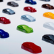 Choice colour Hyundai mockup cars are diplayed during the press days of the Paris Motor Show on September 28, 2012 at the Porte de Versailles exhibition center in Paris.